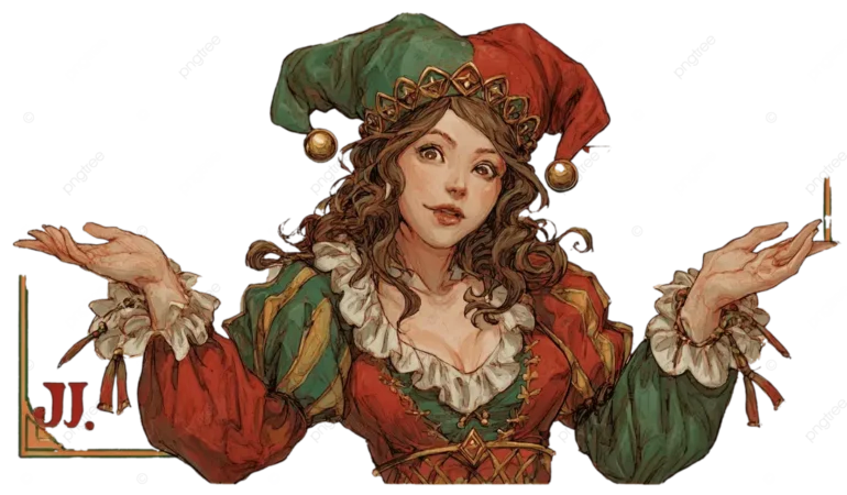 pngtree-jester-card-female-character-red-green-costume-golden-details-you-lose-png-image_18281465